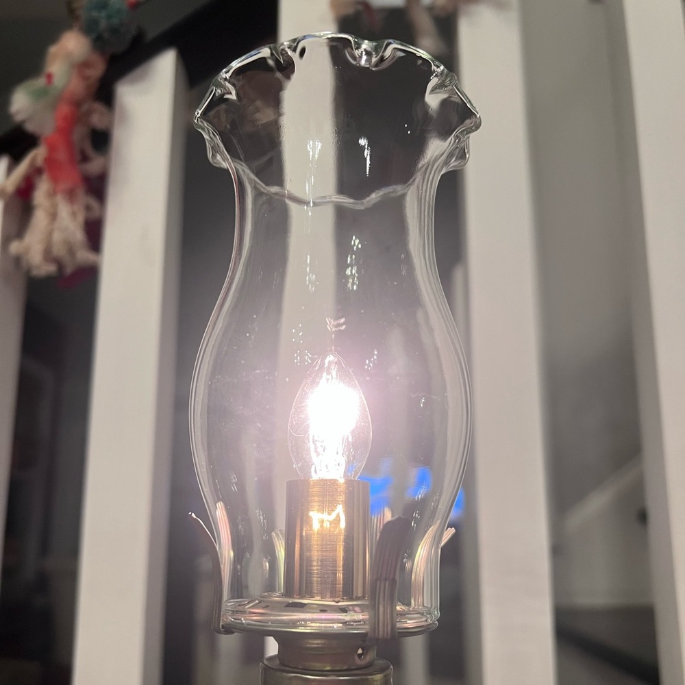 Vintage Glass Table Lamp with Brass Accents - Picture 3 of 5